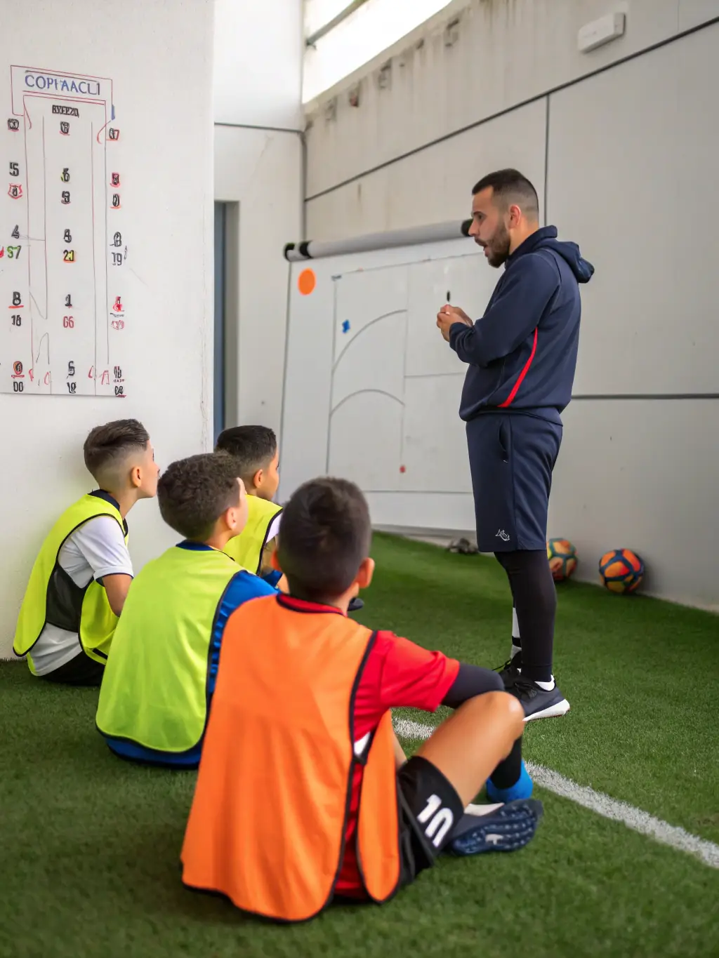 An image of the BHNM coaching staff strategizing during a game, highlighting their expertise and commitment to player development and tactical planning.