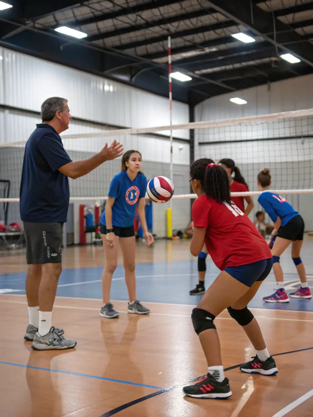A dynamic shot of the BHNM youth team during a training session, focusing on their agility and skill development under the guidance of experienced coaches.